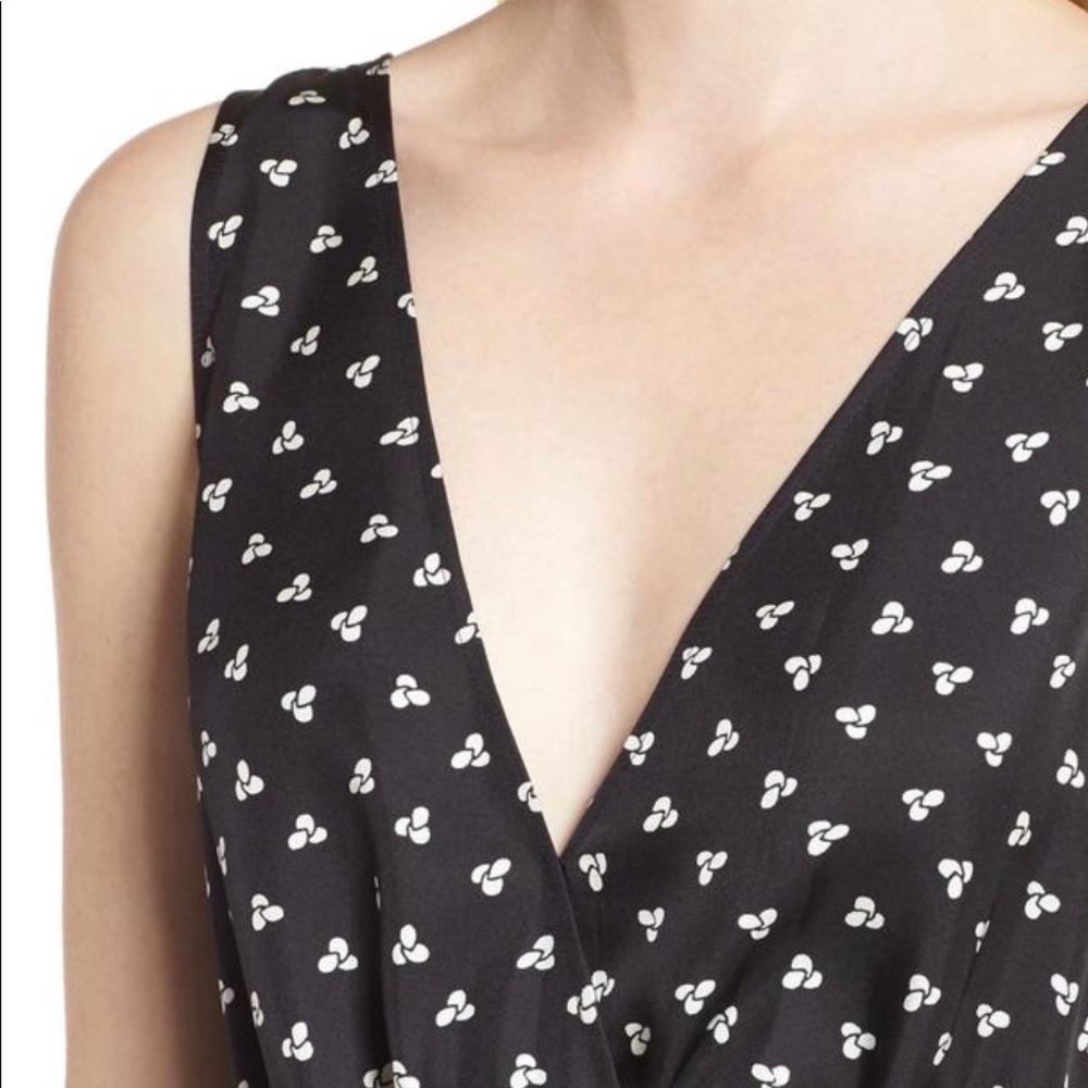 (Sold) Lewit Sharkbite Hem Silk Faux Wrap Tank Bla - Picture 4 of 8